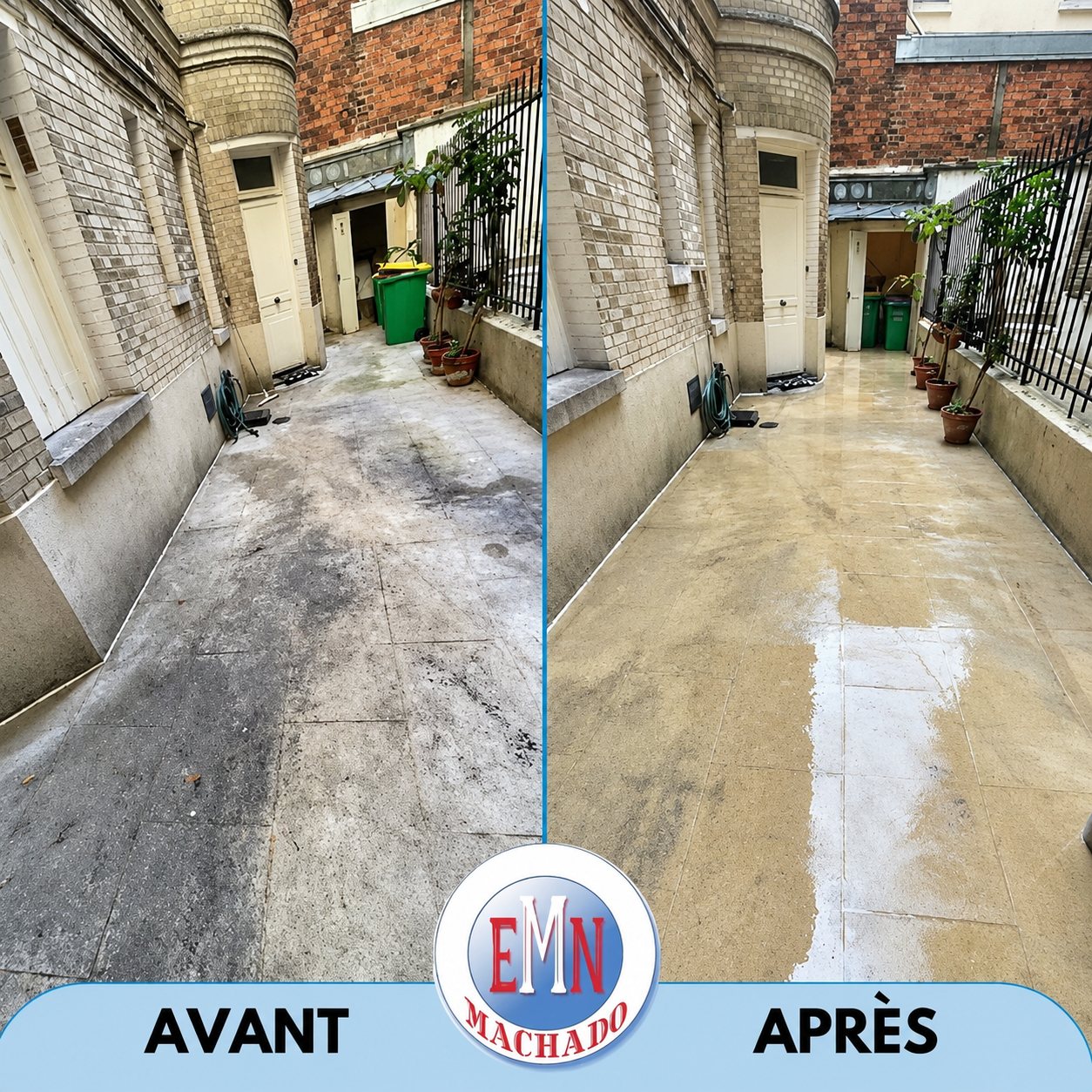 Cours, avant et après remise en état par Machado Nettoyage (photo 8)