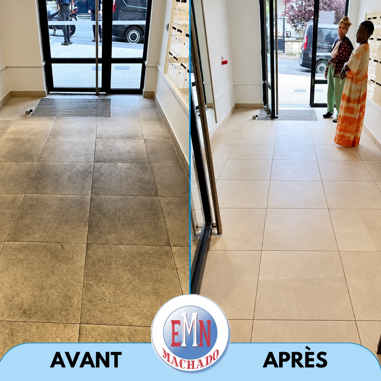 Halls d’entrée, avant et après remise en état par Machado Nettoyage (photo 10)