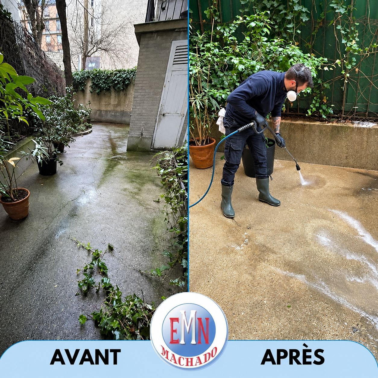 Cours, avant et après remise en état par Machado Nettoyage (photo 12)
