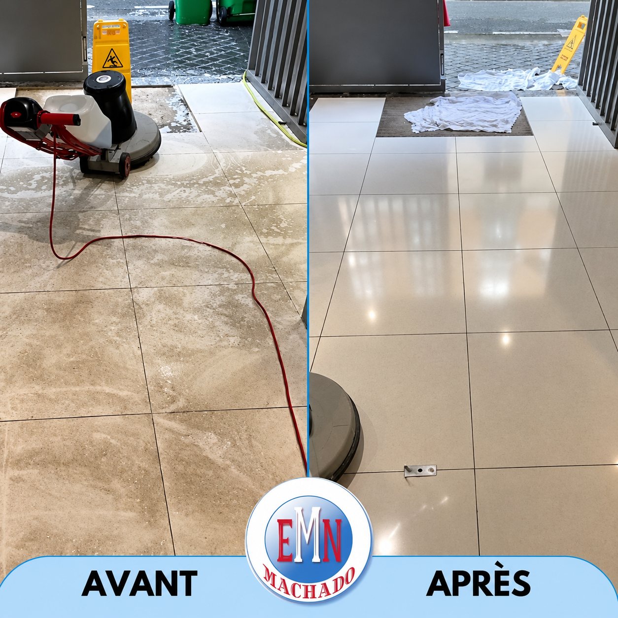 Halls d’entrée, avant et après remise en état par Machado Nettoyage (photo 14)