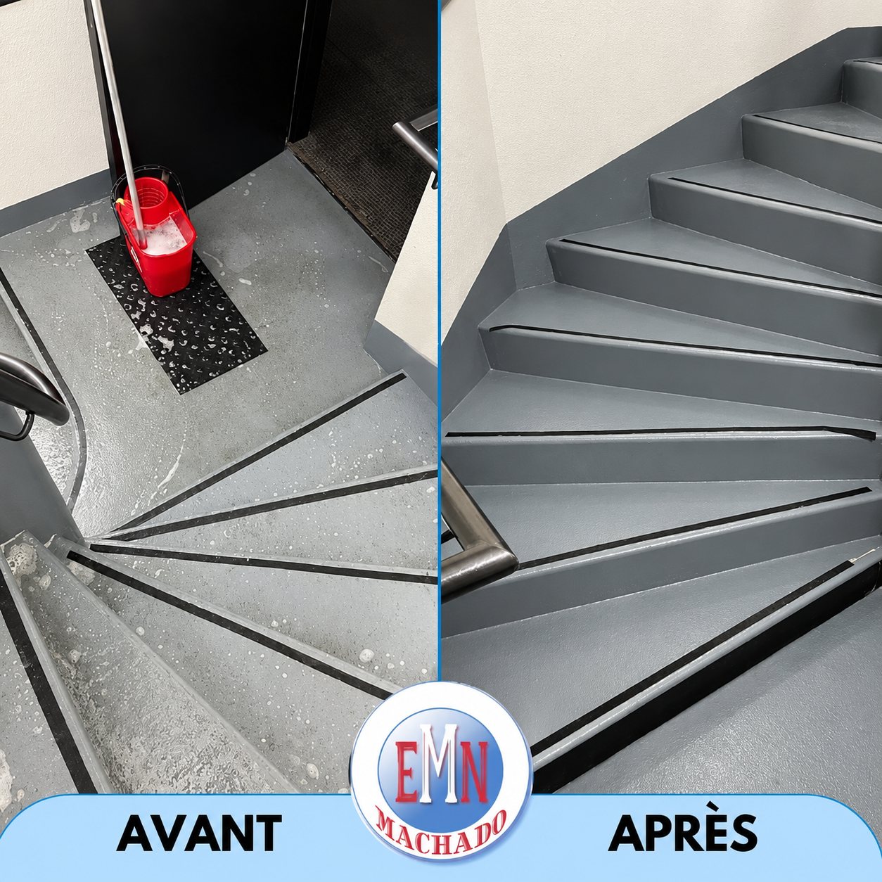 Escaliers, avant et après remise en état par Machado Nettoyage (photo 21)