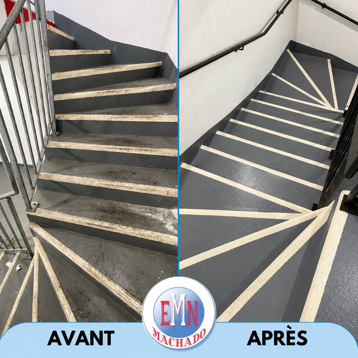 Escaliers, avant et après remise en état par Machado Nettoyage (photo 26)