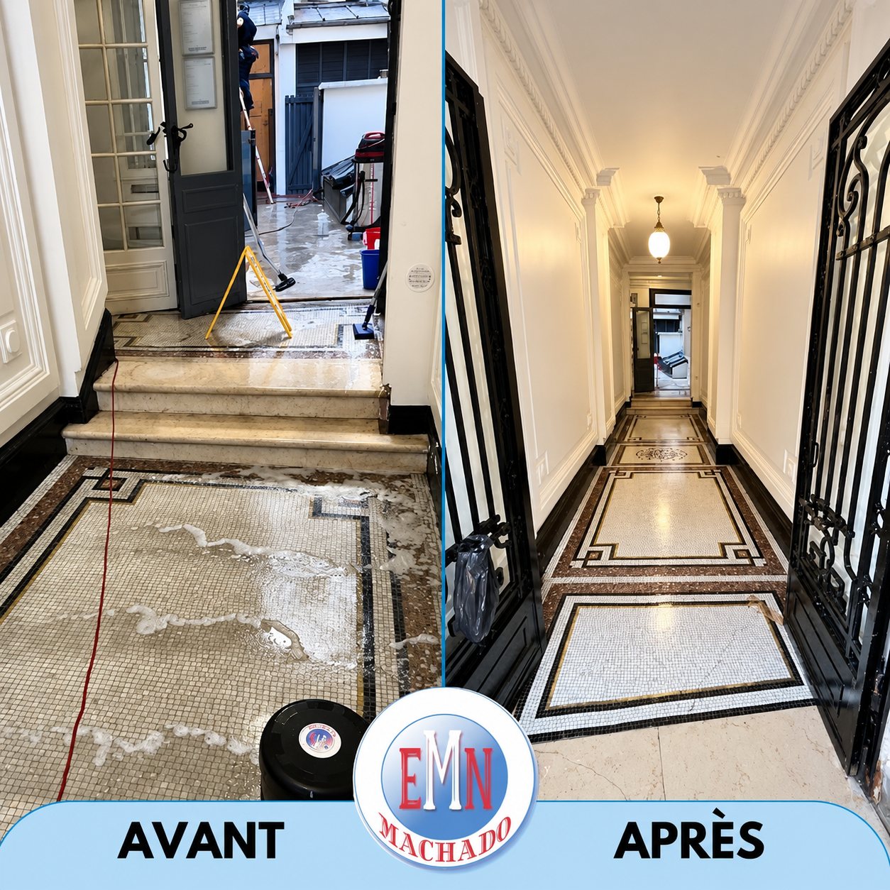 Halls d’entrée, avant et après remise en état par Machado Nettoyage (photo 29)