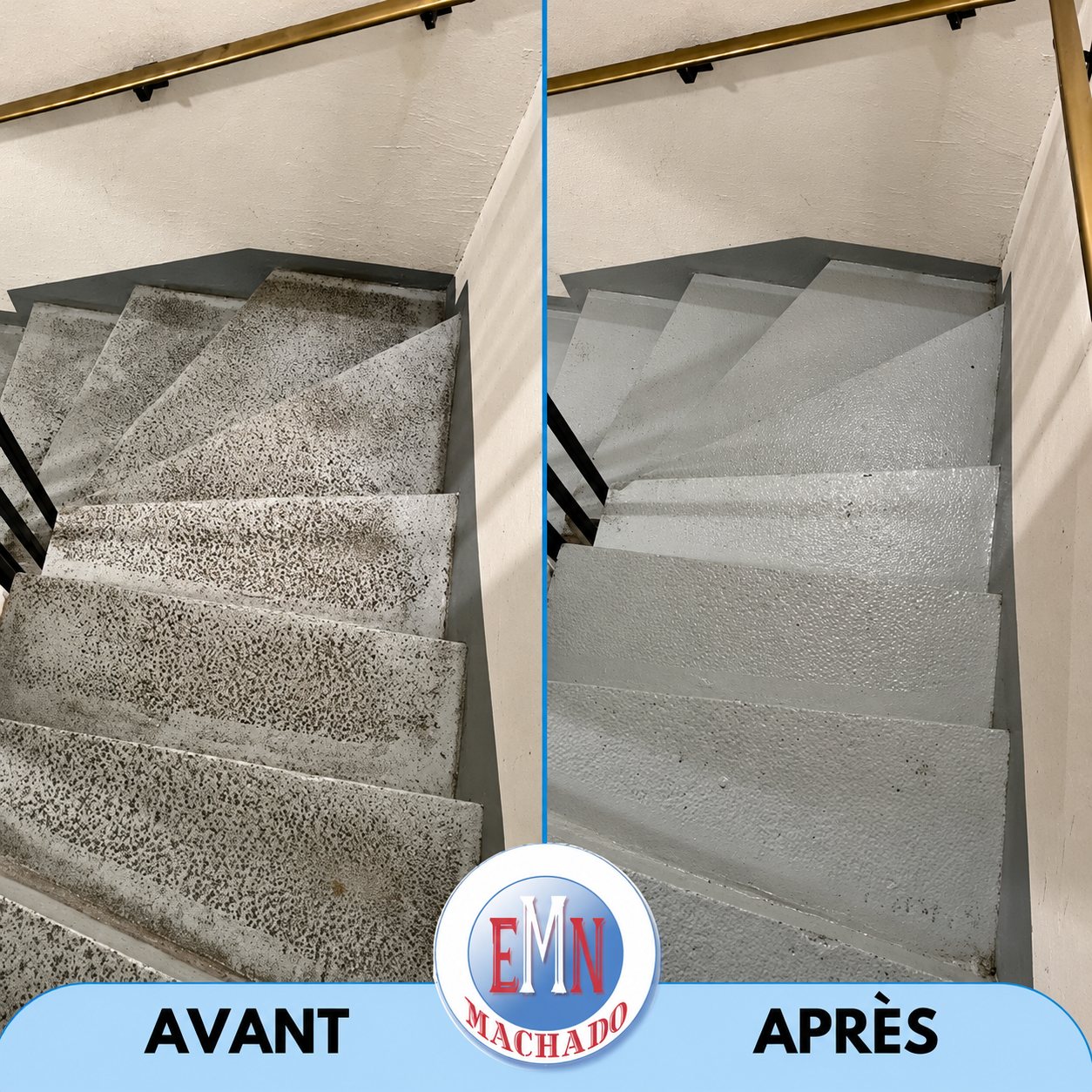 Escaliers, avant et après remise en état par Machado Nettoyage (photo 44)